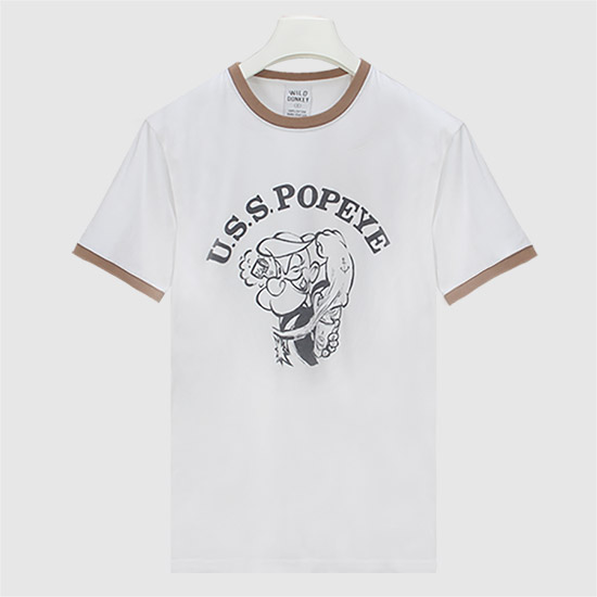와일드동키 뽀빠이 티셔츠 T-POPEYE LIWAWN WHITE/NAVY