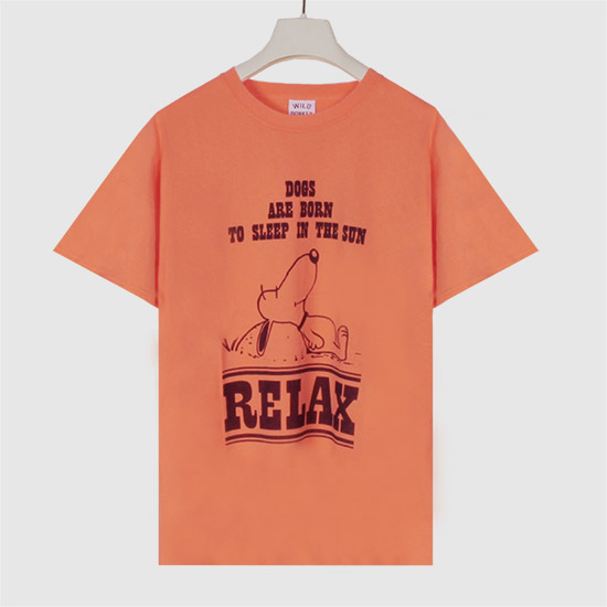와일드동키 스누피 프린트 릴렉스드 티셔츠 T-RELAX ESWORA ORANGE