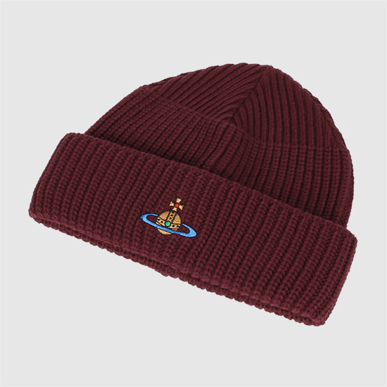 비비안 웨스트우드 Embroidered Logo Beanie 8102000A K004B I401 BORDEAUX
