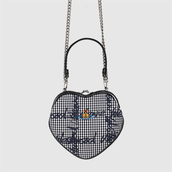 비비안웨스트우드 깅엄체크 벨 하트 프레임백 4B01000DW W011T O302 GINGHAM/VW BLACK