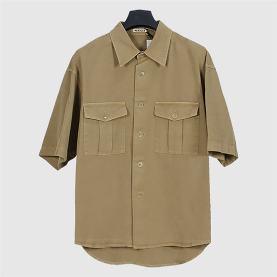 오라리 남성 개버딘 반소매 셔츠 A25SS03FD DYED BEIGE