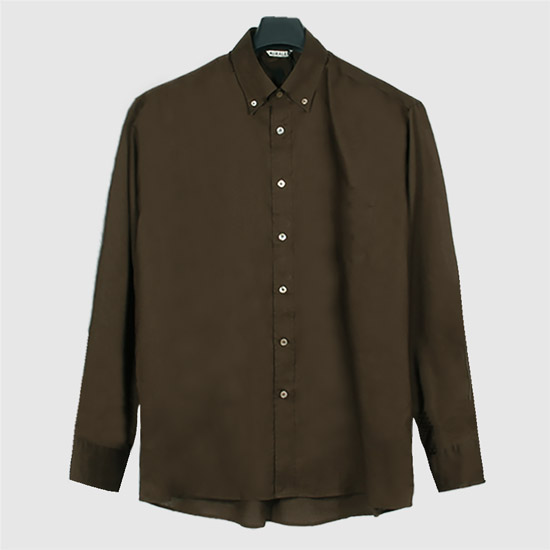 오라리 남성 워시드 핀스 타이프라이터 버튼 다운 셔츠 A25SS02TL DARK BROWN