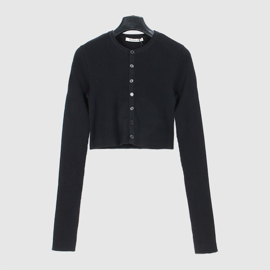 오라리 Women's Cotton 립 Knit Cropped Cardigan A00C04HR BLACK