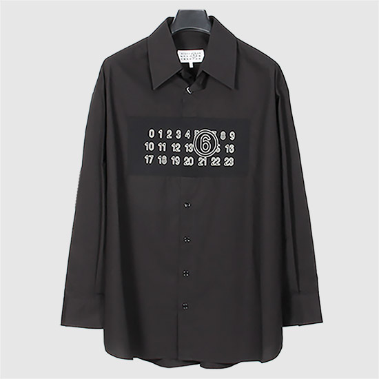 MM6 메종 마르지엘라 Men's Number Print Shirt SH0NH0014 M35256 900 BLACK