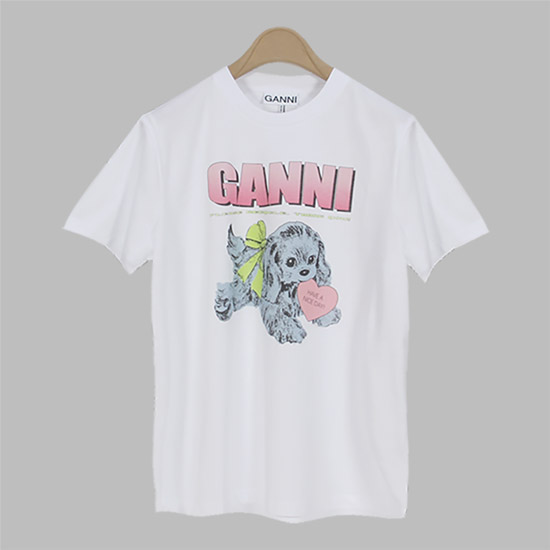 가니 베이직 코튼 저지 네온 퍼피 티셔츠 T4334 151 BRIGHT WHITE