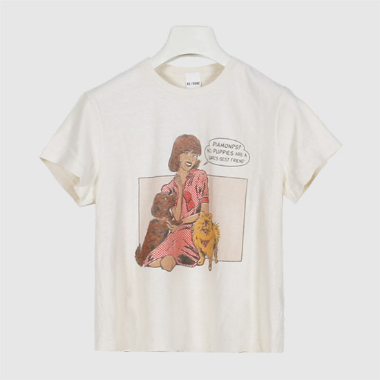 리던 여성 50S 퍼피 박시 티셔츠 02402WBXT004 VINTAGE WHITE