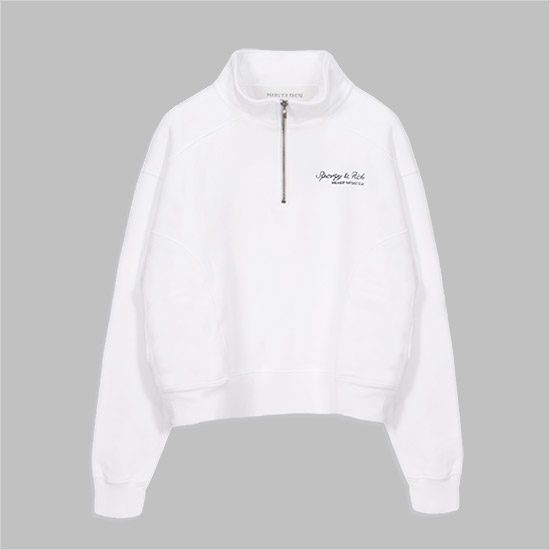 스포티앤리치 시라큐스 로고자수 쿼터 지퍼 스웨트셔츠 ST09875325WH01 WHITE