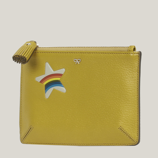 안야 힌드마치 STAR 루즈 스몰 파우치 913188 MUSTARD