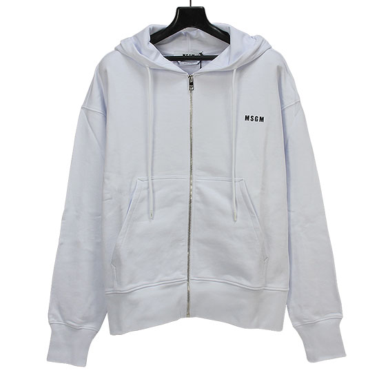 MSGM 남성 마이크로 로고 집업 3040MM74 217099 01 WHITE