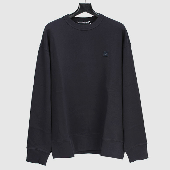 아크네 남녀공용 페이스 패치 크루넥 스웨트 셔츠 CI0072 BG3 NAVY
