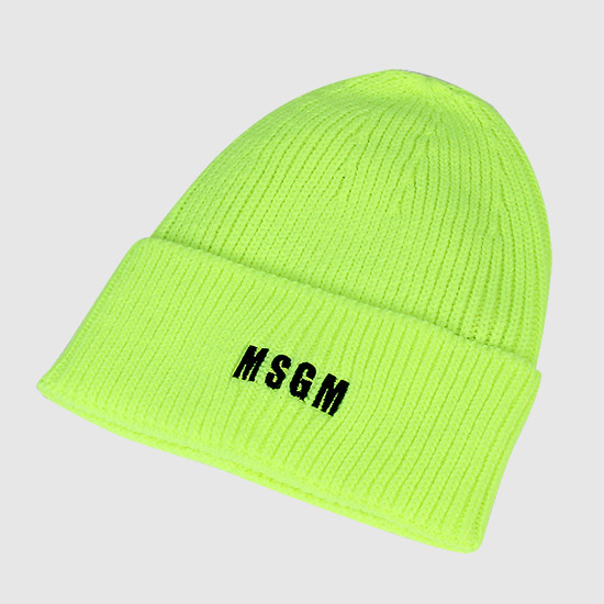 MSGM 로고 솔리드 비니 3140ML04 217780 07 FLUO YELLOW