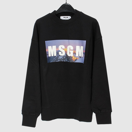 MSGM 남성 박스 로고 스웨트셔츠 3140MM163 217599 99 BLACK