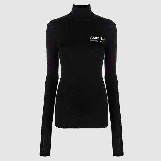 앰부쉬 Women's 워크샵 EXCLUSIVE 롤넥 T-Shirt BWAD011F21JER002 1003 BLACK