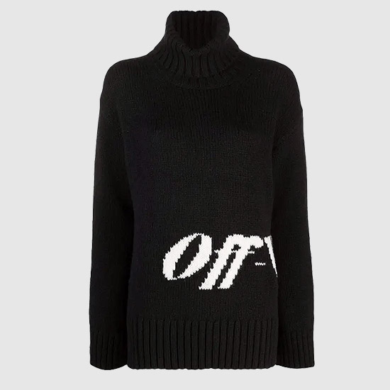 오프화이트 여성 INTARSIA 터틀넥 스웨터 OWHF019F21KNI001 1001 BLACK