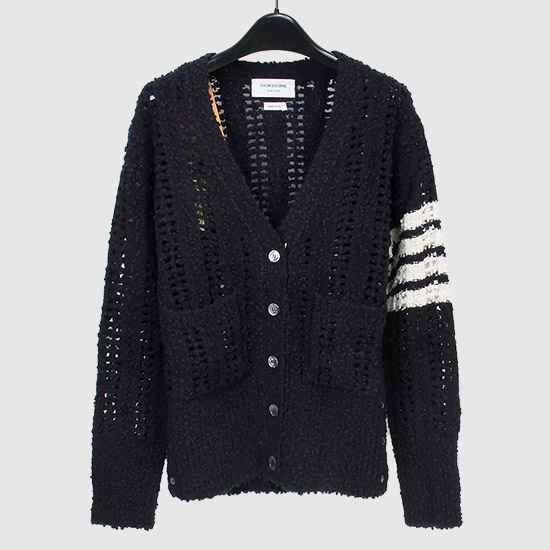 THOM BROWNE Women's Solid Open Bouclé 릴렉스핏 Cardigan FKC417A Y9014 415 NAVY
