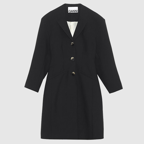 가니 테일러드 롱 자켓 F6989 099 BLACK