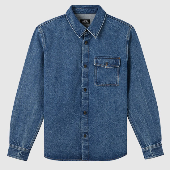 아페쎄 Men's VALERIAN Denim Shirt COEVP H02733 IAL INDIGO