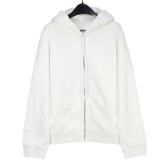 MM6 메종 마르지엘라 Logo Printed Hoodie Zip-Up S52GU0170 S25337 101 OFF WHITE