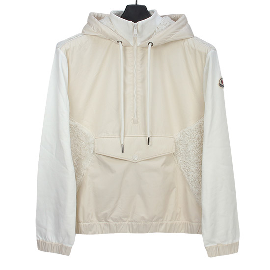 몽클레어 여성 MAGLIA CON CAPPUCCIO 반 집업 후드 스웨트 셔츠 8G00003 809LC 033 IVORY