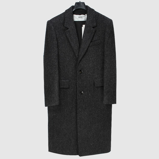 아미 헤링본 울 코트 UCO301 275 057 GREY/BLACK