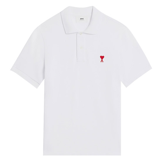 아미 남성 하트 로고 폴로 반팔 티셔츠 BFHPL001 760 100 WHITE
