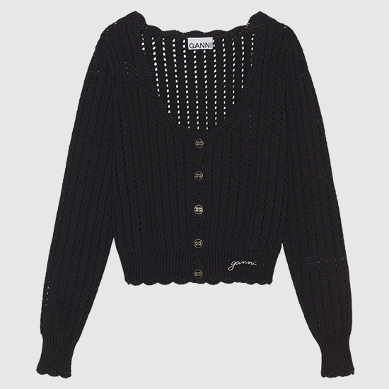 가니 레이스 로우 O-NECK 가디건 K1882 099 BLACK