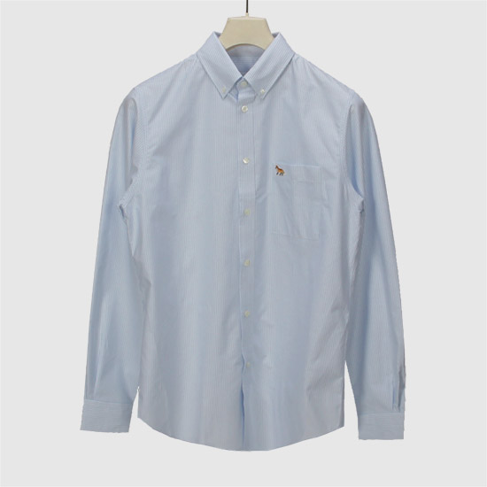 메종키츠네 남성 베이비 폭스 패치 클래식 셔츠 LM00406WC2023 S411 LIGHT BLUE STRIPES