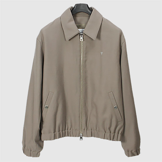 아미 남성 메탈 하트 로고 울 자켓 HJK014 WV0018 281 TAUPE