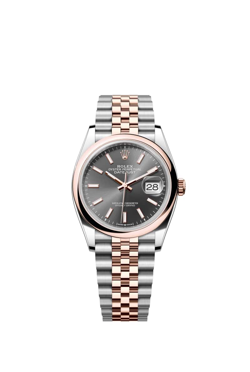 ROLEX 데이트저스트 36 126201 슬레이트 다이얼 오이스터스틸과 에버로즈 Gold