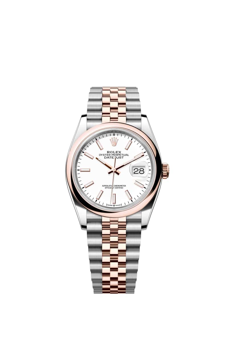 ROLEX 데이트저스트 36 126201 White 다이얼 오이스터스틸과 에버로즈 Gold