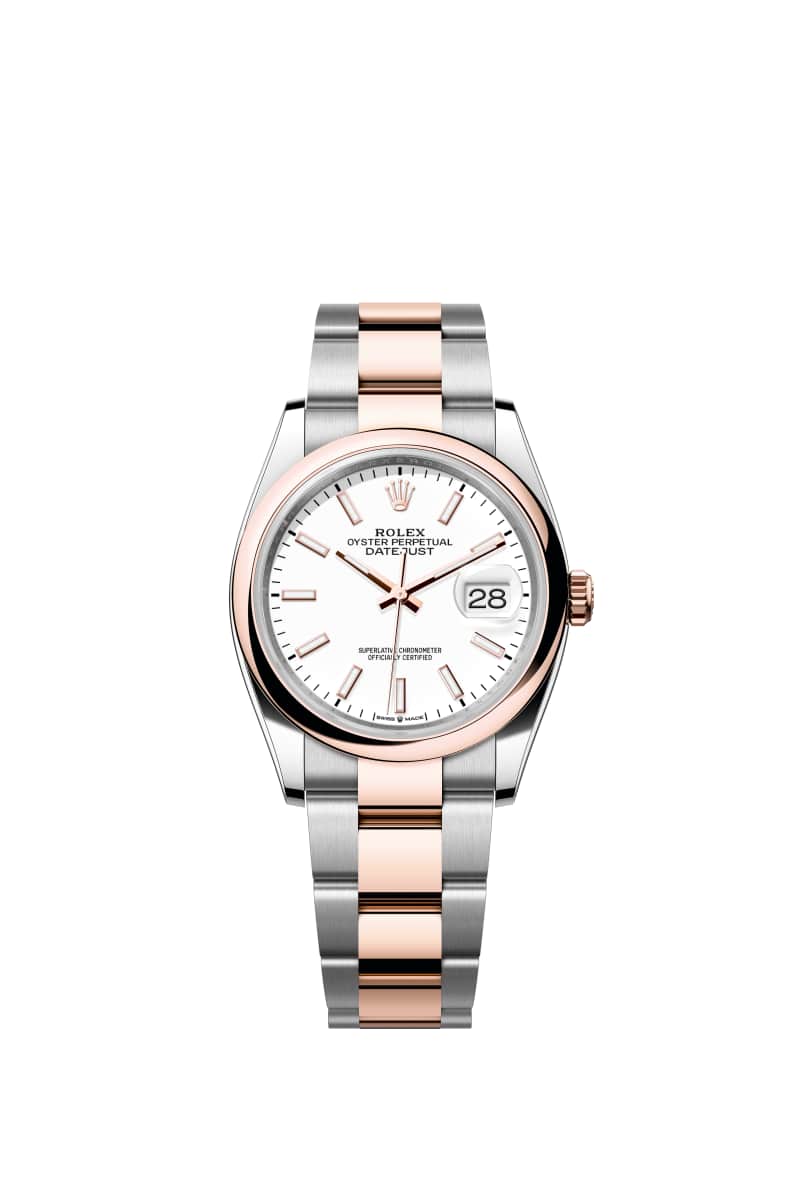 ROLEX 데이트저스트 36 126201 White 다이얼 오이스터스틸과 에버로즈 Gold