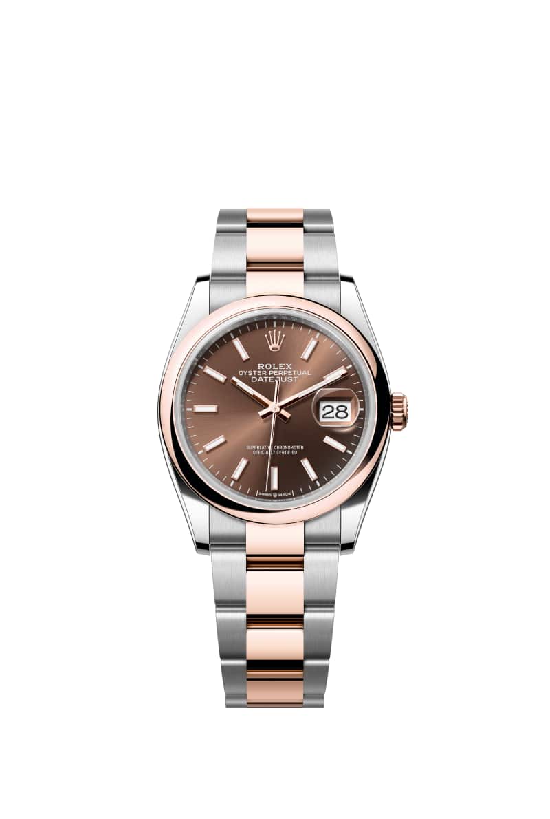 ROLEX 데이트저스트 36 126201 초콜렛 다이얼 오이스터스틸과 에버로즈 Gold