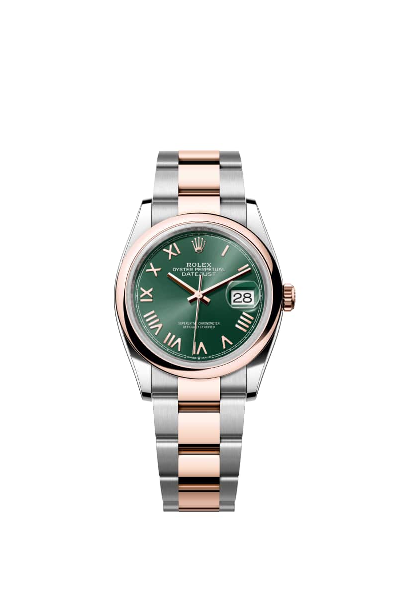 ROLEX 데이트저스트 36 126201 민트 그린 다이얼 오이스터스틸과 에버로즈 Gold