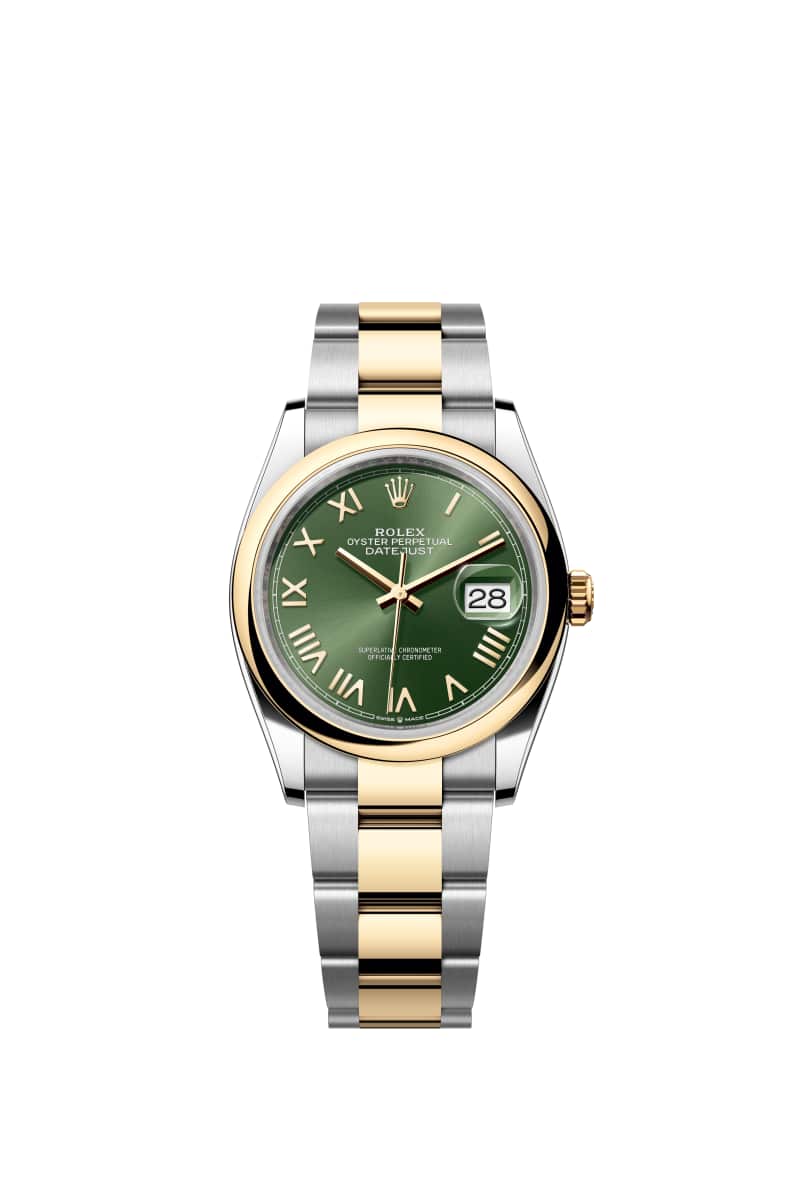 ROLEX 데이트저스트 36 126203 올리브 그린 다이얼 오이스터스틸과 옐로우 Gold