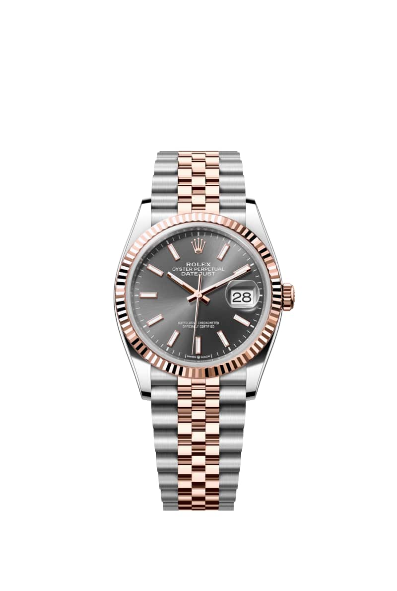 ROLEX 데이트저스트 36 126231 슬레이트 다이얼 오이스터스틸과 에버로즈 Gold