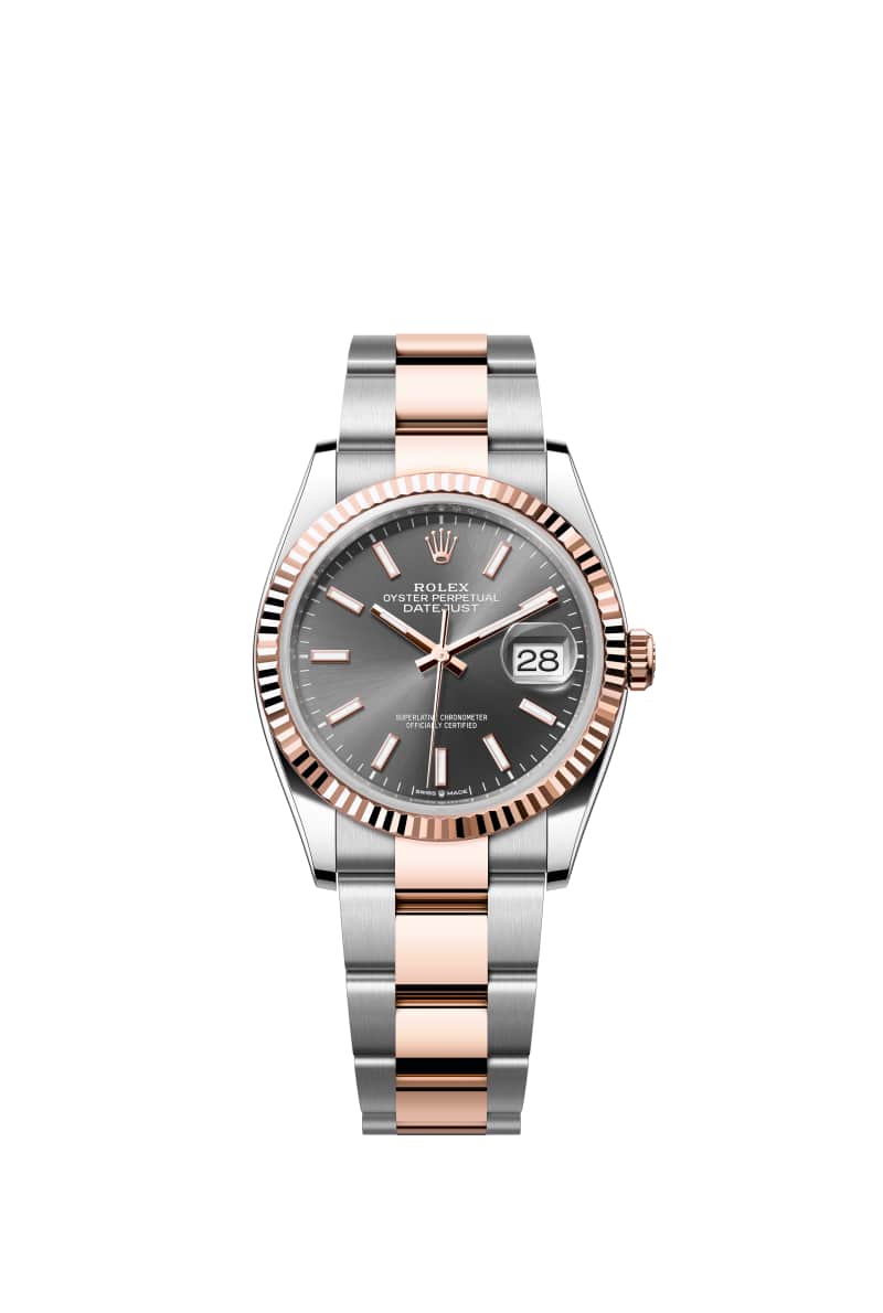 ROLEX 데이트저스트 36 126231 슬레이트 다이얼 오이스터스틸과 에버로즈 Gold