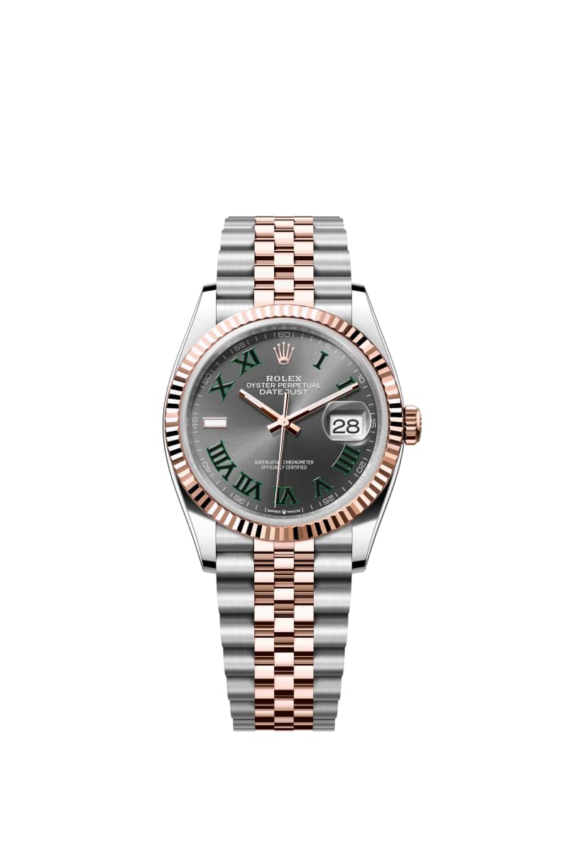 ROLEX 데이트저스트 36 126231 슬레이트 다이얼 오이스터스틸과 에버로즈 Gold