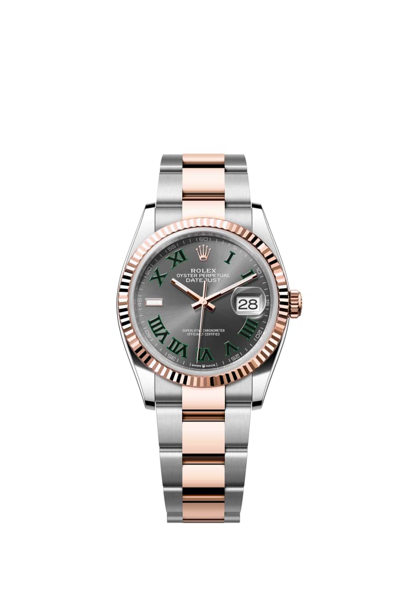 ROLEX 데이트저스트 36 126231 슬레이트 다이얼 오이스터스틸과 에버로즈 Gold