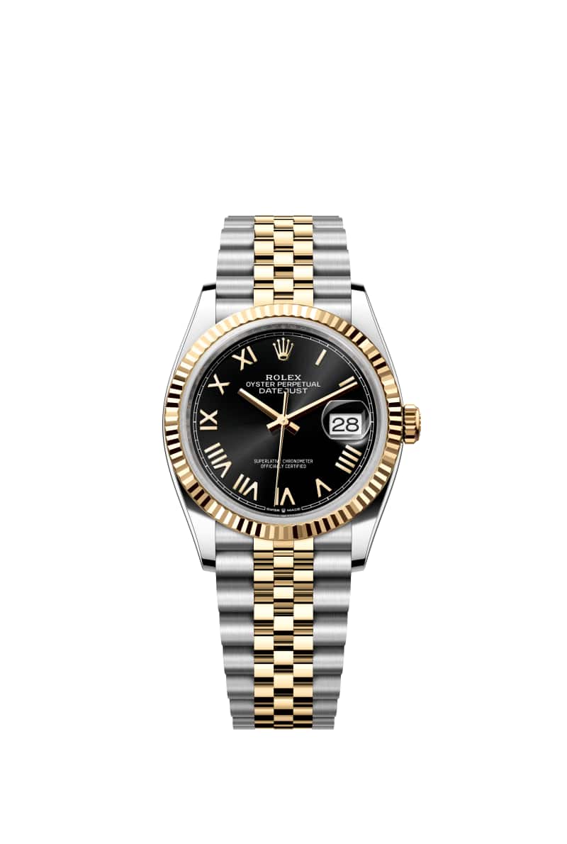 ROLEX 데이트저스트 36 126233 브라이트 Black 다이얼 오이스터스틸과 옐로우 Gold