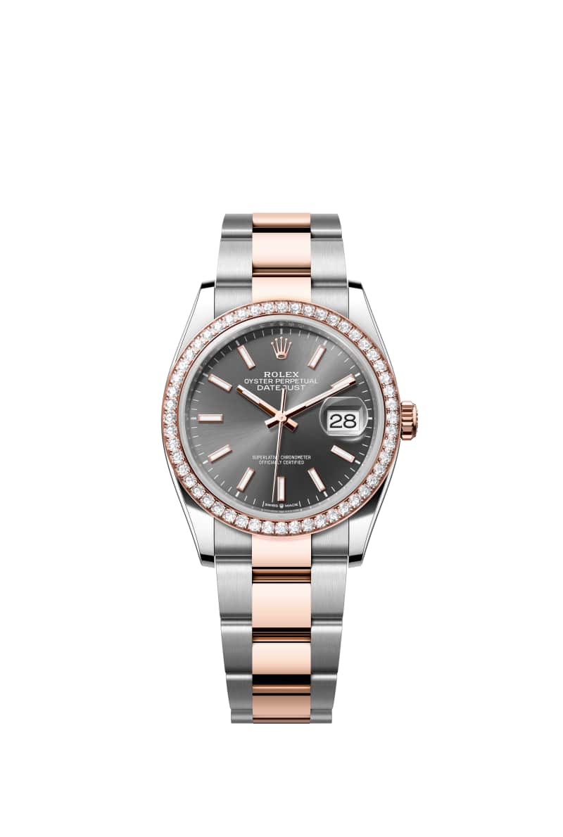 ROLEX 데이트저스트 36 126281RBR 슬레이트 다이얼 오이스터스틸과 에버로즈 Gold