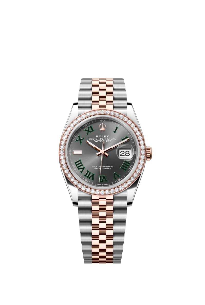 ROLEX 데이트저스트 36 126281RBR 슬레이트 다이얼 오이스터스틸과 에버로즈 Gold
