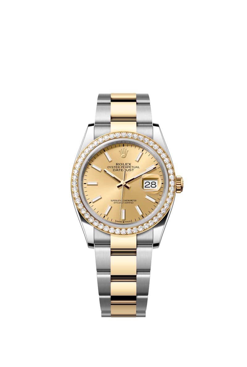 ROLEX ๋ฐ์ดํธ์ ์คํธ 36 126283RBR ์ดํ์ธ Color ๋ค์ด์ผ ์ค์ด์คํฐ์คํธ๊ณผ ์๋ก์ฐ Gold