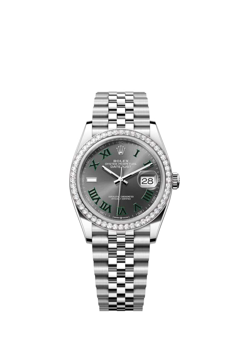 ROLEX 데이트저스트 36 126284RBR 슬레이트 다이얼 오이스터스틸과 White Gold