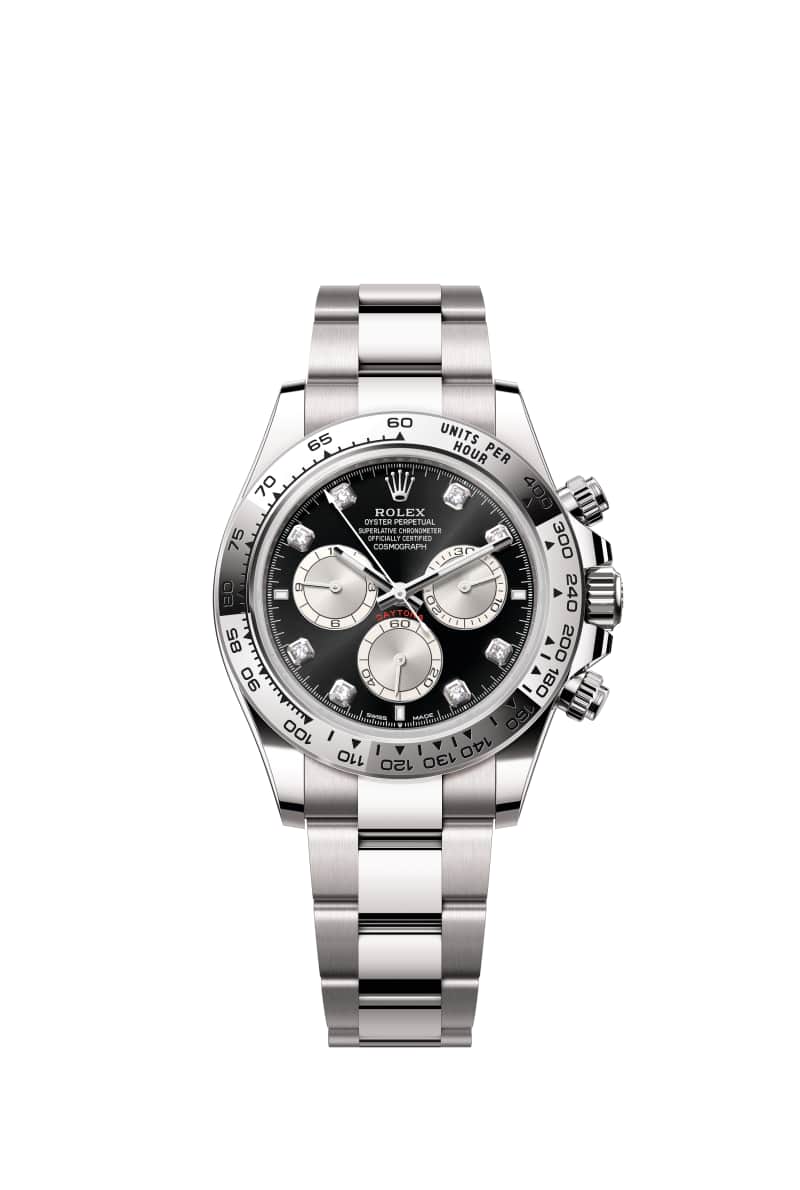 ROLEX 코스모그래프 데이토나 40 126509 다이아몬드가 세팅된 브라이트 Black and 스틸 다이얼 18캐럿 White Gold