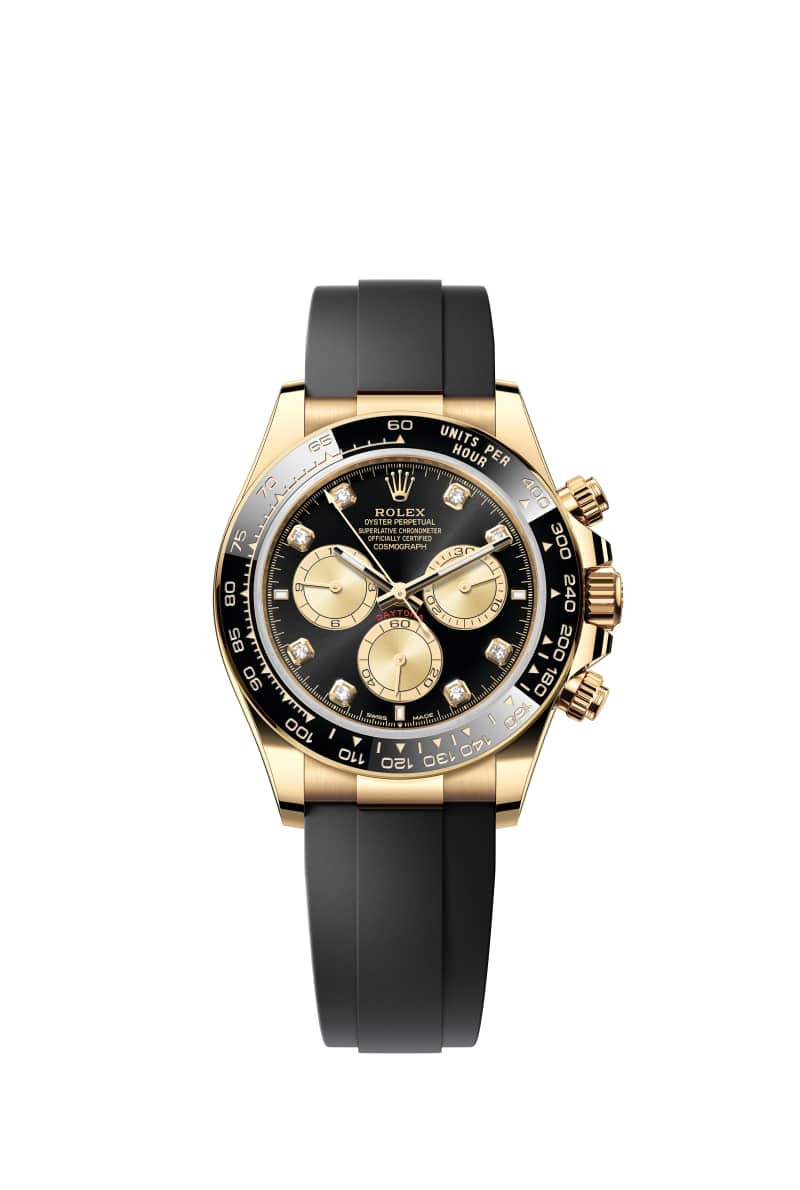 ROLEX 코스모그래프 데이토나 40 126518LN 다이아몬드가 세팅된 브라이트 Black and 골든 다이얼 18캐럿 옐로우 Gold