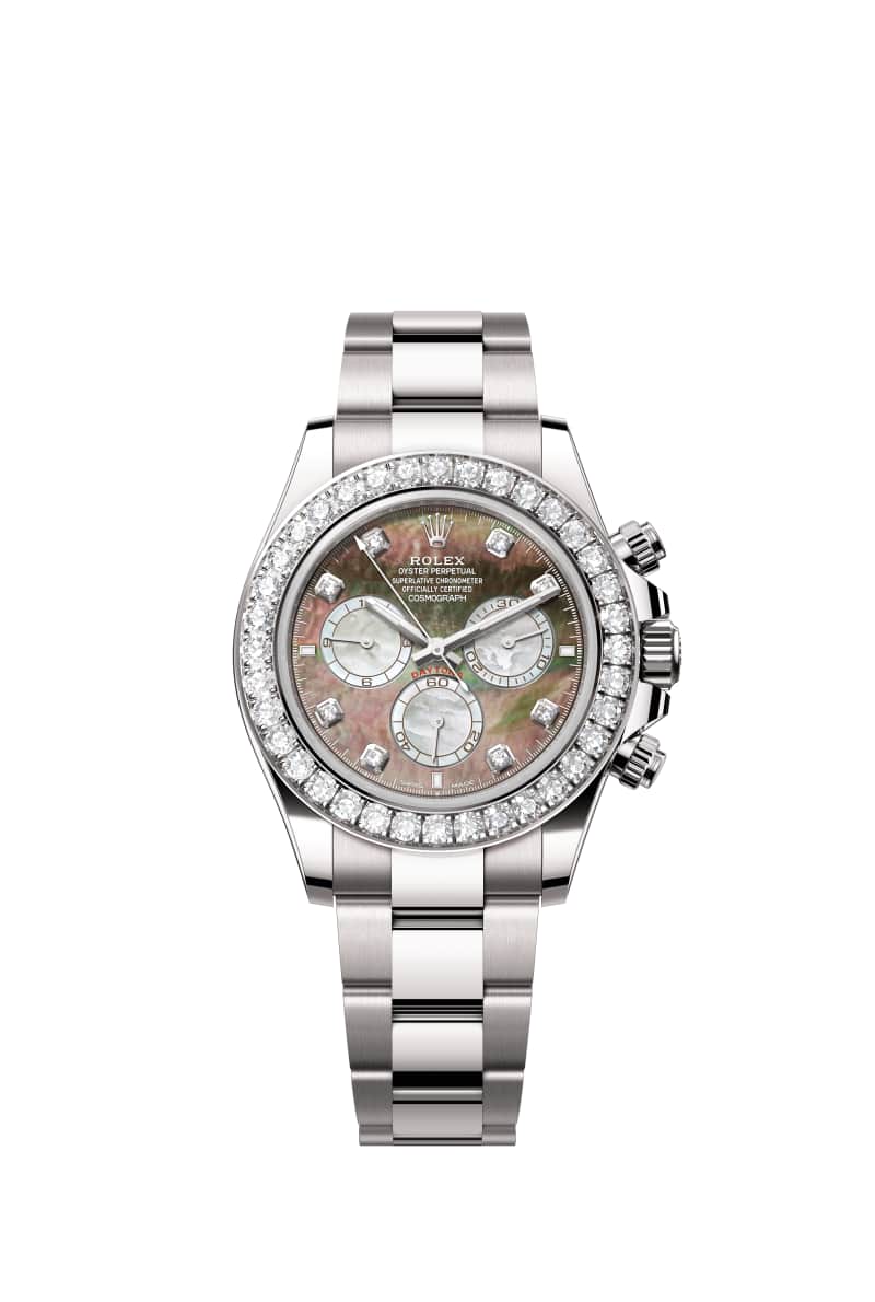 ROLEX 코스모그래프 데이토나 40 126579RBR 다이아몬드가 세팅된 Black and White 진주자개 다이얼 18캐럿 White Gold