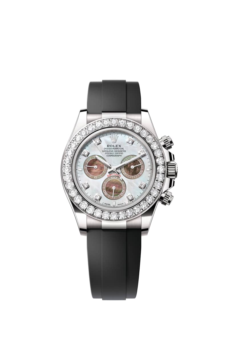 ROLEX 코스모그래프 데이토나 40 126589RBR 다이아몬드가 세팅된 White and Black 진주자개 다이얼 18캐럿 White Gold