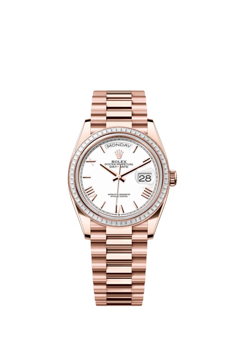 ROLEX Day-๋ฐ์ดํธ 36 128395TBR White ๋ค์ด์ผ 18์บ๋ฟ ์๋ฒ๋ก์ฆ Gold