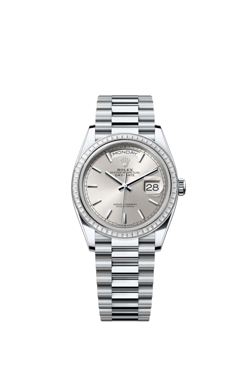 ROLEX Day-데이트 36 128396TBR Silver 다이얼 플래티넘