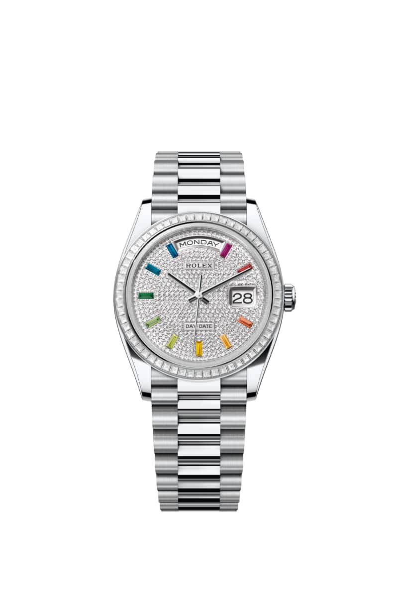 ROLEX Day-데이트 36 128396TBR Diamond 파베 다이얼 플래티넘